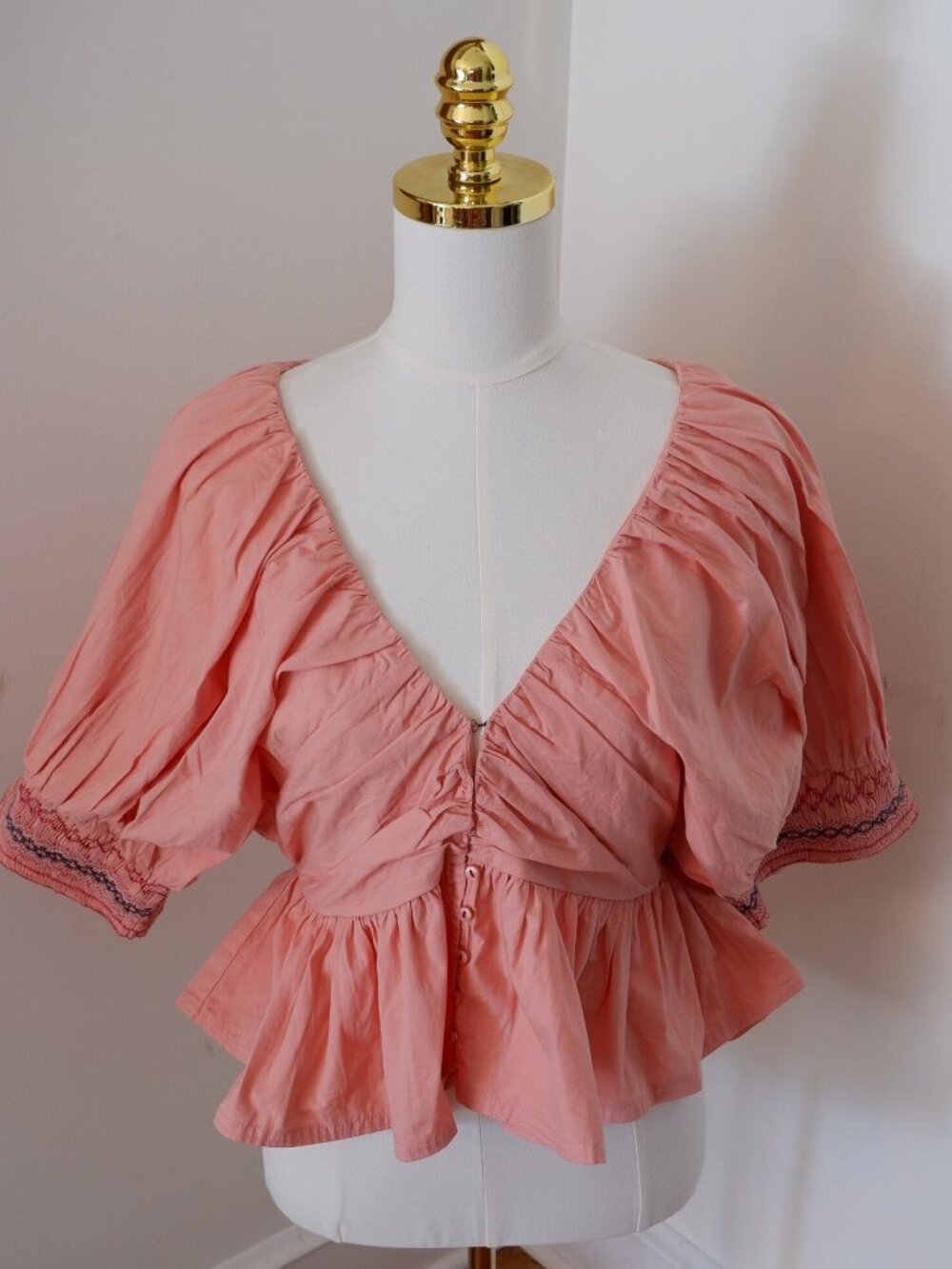 Free People Coral Pink Peplum Crop Top